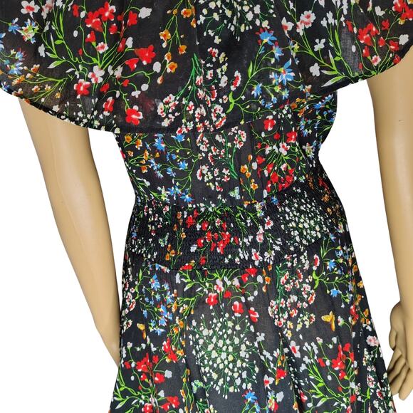 Chelsea & Theodore Floral Peasant Fit Flare Maxi Sundress Smocked Waist Size M - Picture 6 of 8